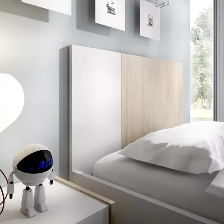 Letto singolo 90x190cm moderno rovere bianco Cairo