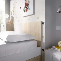 Letto singolo 90x190cm moderno rovere bianco Cairo