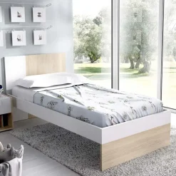 Letto singolo 90x190cm moderno rovere bianco Cairo