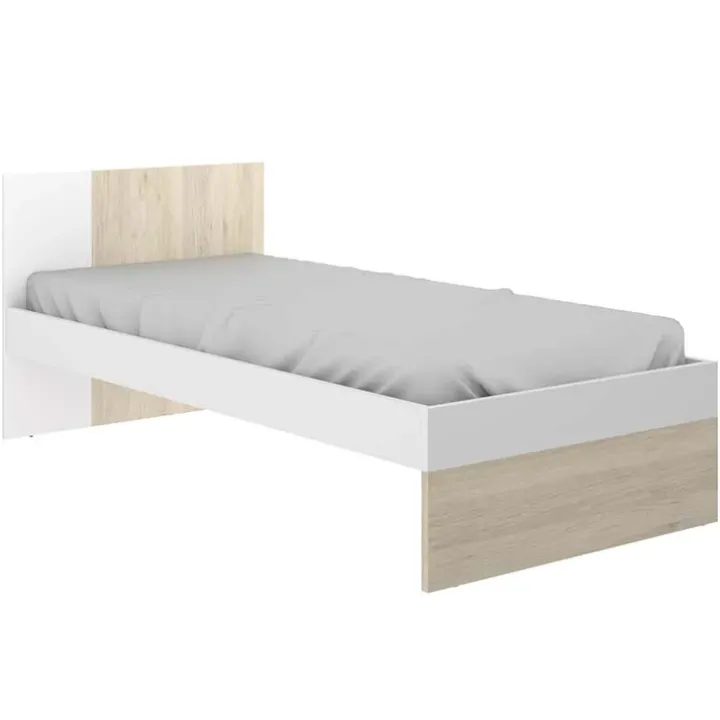 Letto singolo 90x190cm moderno rovere bianco Cairo