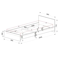 Letto singolo 90x200cm moderno rovere rustico Marco