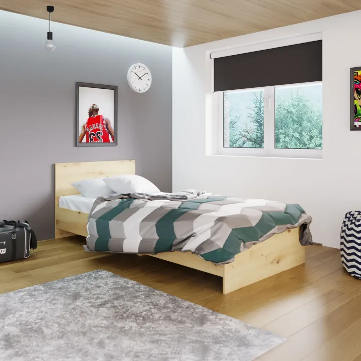 Letto singolo 90x200cm moderno rovere rustico Marco