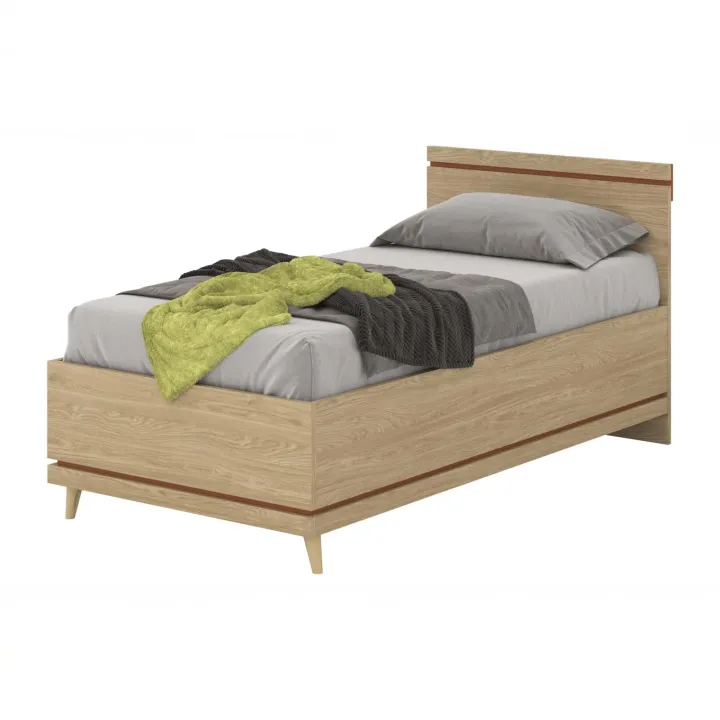 Letto singolo 100x200 cm moderno rovere Yu