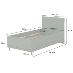 Letto singolo 100x200 cm moderno verde salvia Yu