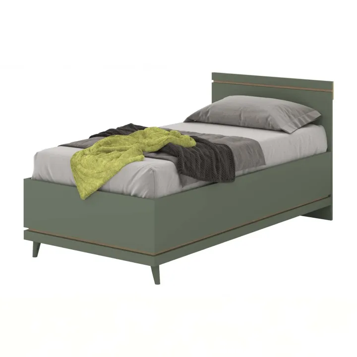 Letto singolo 100x200 cm moderno verde salvia Yu