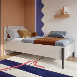 Letto singolo 100x200cm testiera imbottita beige cashmere Simple