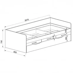 Letto singolo 90x200 con letto estraibile e 3 cassetti bianco frassinato rosa Bra