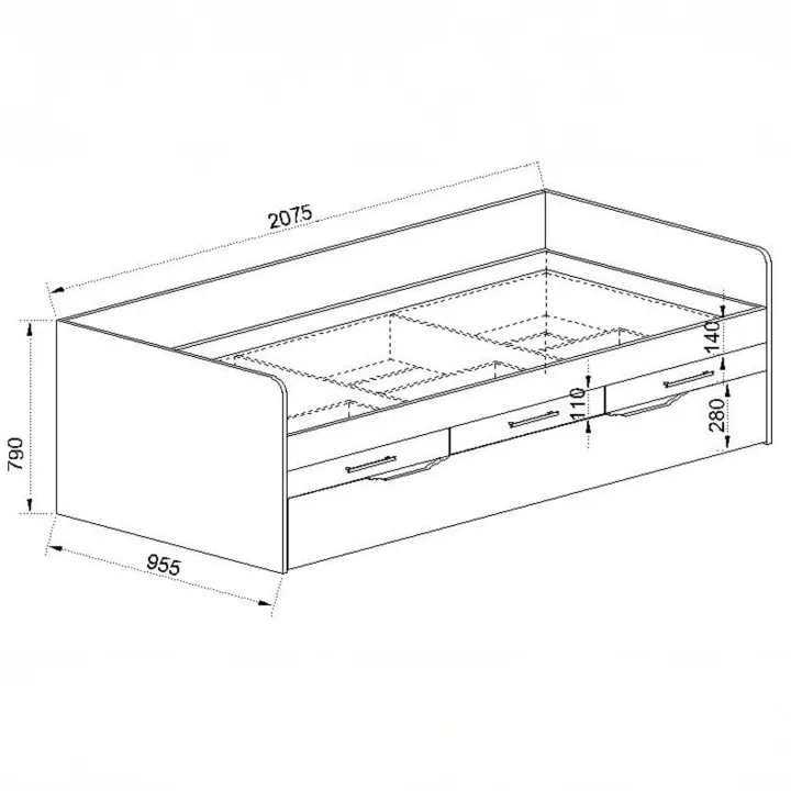 Letto singolo 90x200 con letto estraibile e 3 cassetti bianco frassinato rosa Bra