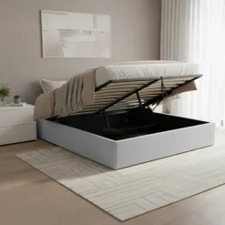 Letto sommier matrimoniale contenitore 160x200 cm con rete grigio Winny