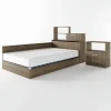 Letto una piazza e mezza contenitore 120x190cm con libreria e comodino noce Manzoni