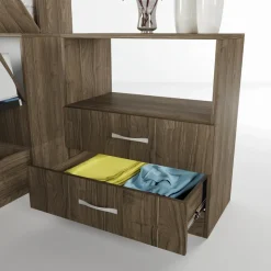 Letto una piazza e mezza contenitore 120x190cm con libreria e comodino noce Manzoni