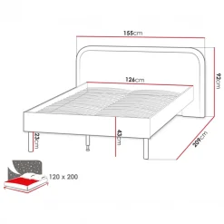 Letto una piazza e mezza 120x200cm con rete beige cashmere tortora Rita