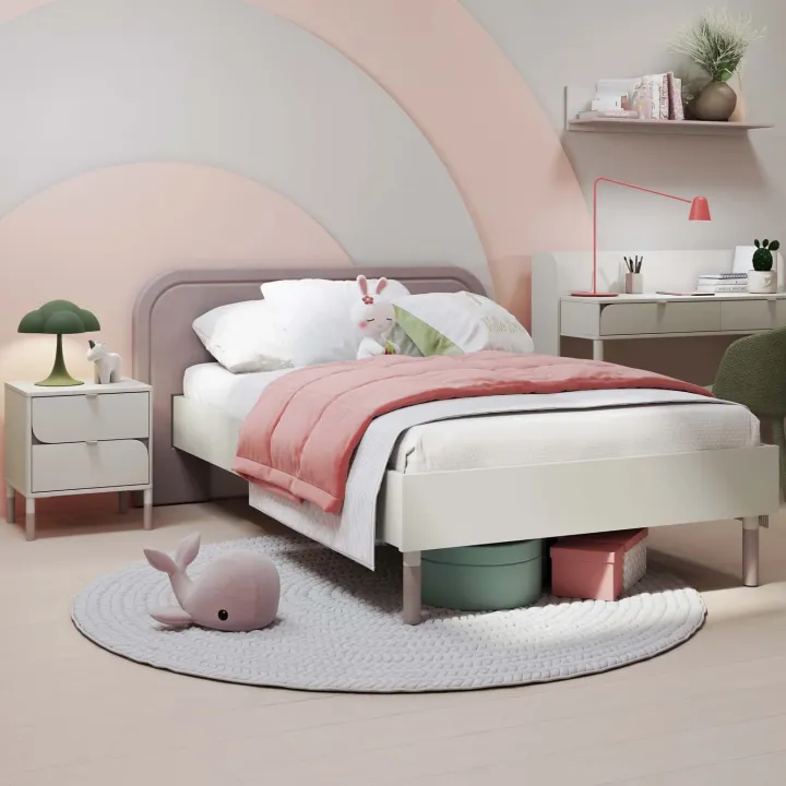 Letto una piazza e mezza 120x200cm con rete beige cashmere tortora Rita