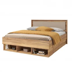 Letto 140x200cm alla francese con cassettoni rovere tortora Lise