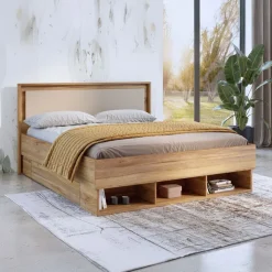 Letto 140x200cm alla francese con cassettoni rovere tortora Lise