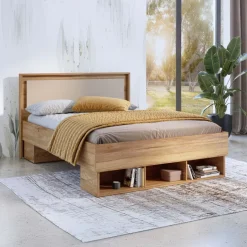 Letto 140x200cm alla francese 3 vani a giorno rovere tortora Lise