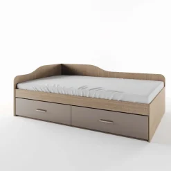 Letto 120x190cm con cassettoni rovere scuro marrone Beccaria
