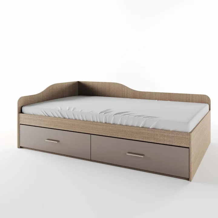 Letto 120x190cm con cassettoni rovere scuro marrone Beccaria