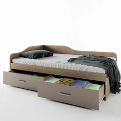Letto 120x190cm con cassettoni rovere scuro marrone Beccaria