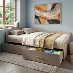 Letto 120x190cm con cassettoni rovere scuro marrone Beccaria