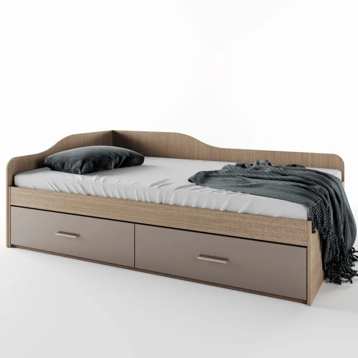 Letto 120x190cm con cassettoni rovere scuro marrone Beccaria