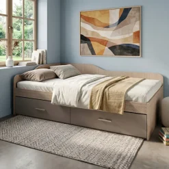 Letto 120x190cm con cassettoni rovere scuro marrone Beccaria