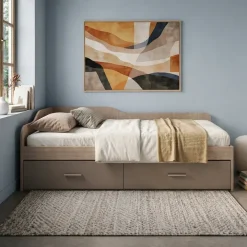 Letto 120x190cm con cassettoni rovere scuro marrone Beccaria