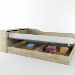 Letto 120x190cm contenitore una piazza e mezza con comò rovere sonoma Joel