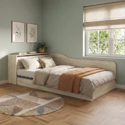 Letto 120x190cm contenitore una piazza e mezza con comò rovere sonoma Joel