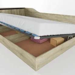 Letto 120x190cm contenitore una piazza e mezza con comò rovere sonoma Joel