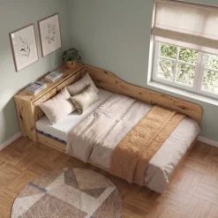 Letto 120x190cm contenitore una piazza e mezza con comò rovere rustico Joel