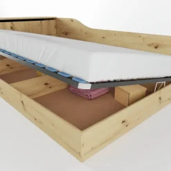 Letto 120x190cm contenitore una piazza e mezza con comò rovere rustico Joel
