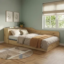 Letto 120x190cm contenitore una piazza e mezza con comò rovere rustico Joel