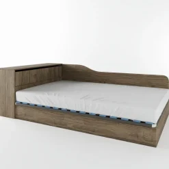 Letto 120x190cm contenitore una piazza e mezza con comò noce Joel