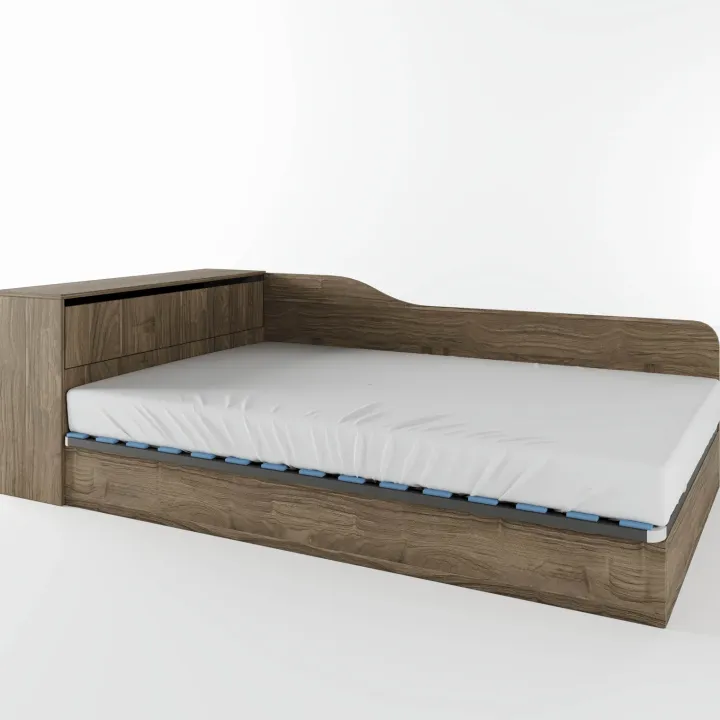 Letto 120x190cm contenitore una piazza e mezza con comò noce Joel