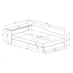 Letto 120x190cm contenitore una piazza e mezza con comò noce Joel