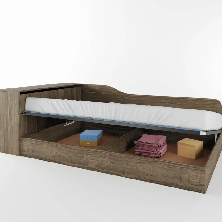 Letto 120x190cm contenitore una piazza e mezza con comò noce Joel