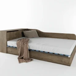 Letto 120x190cm contenitore una piazza e mezza con comò noce Joel