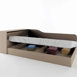 Letto 120x190cm contenitore una piazza e mezza con comò rovere scuro marrone Joel