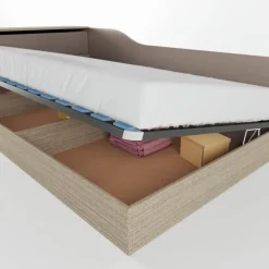 Letto 120x190cm contenitore una piazza e mezza con comò rovere scuro marrone Joel