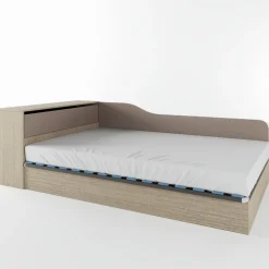 Letto 120x190cm contenitore una piazza e mezza con comò rovere scuro marrone Joel