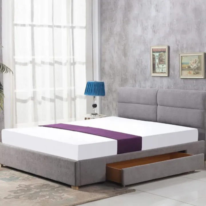 Letto 160x200cm matrimoniale con cassettone in tessuto grigio Jelsi Gihome®