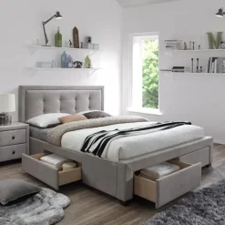 Letto 160x200cm matrimoniale con cassettoni beige Quarto Gihome®