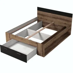 Letto 160x200cm matrimoniale contenitore rovere nero opaco Lisbona Gihome®