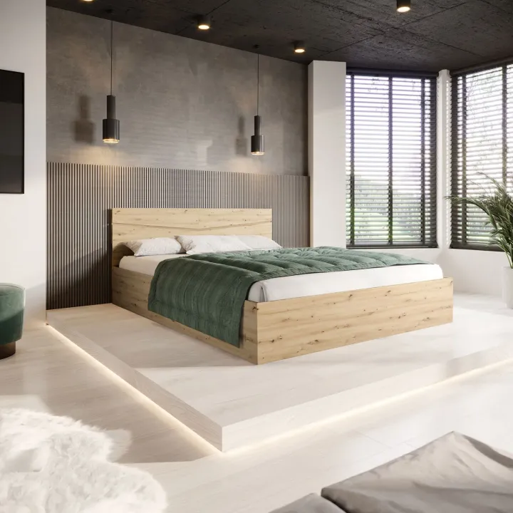Letto 160x200cm matrimoniale contenitore rovere rustico Camilla Gihome®