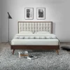 Letto 160x195cm matrimoniale imbottito moderno noce capitonnè Rifon