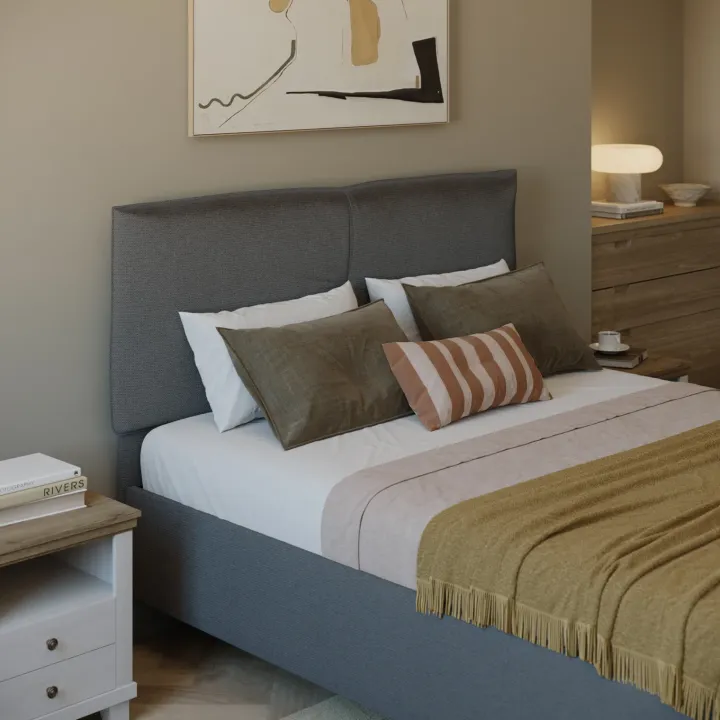 Letto 160x195cm matrimoniale imbottito con contenitore antracite Ardesia