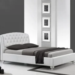 Letto 160x200cm matrimoniale in ecopelle bianco capitonnè Monopoli Gihome®