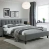 Letto 160x200cm matrimoniale in tessuto grigio capitonnè Elmas Gihome®