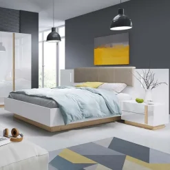 Letto 160x200cm matrimoniale moderno bianco rovere Noa